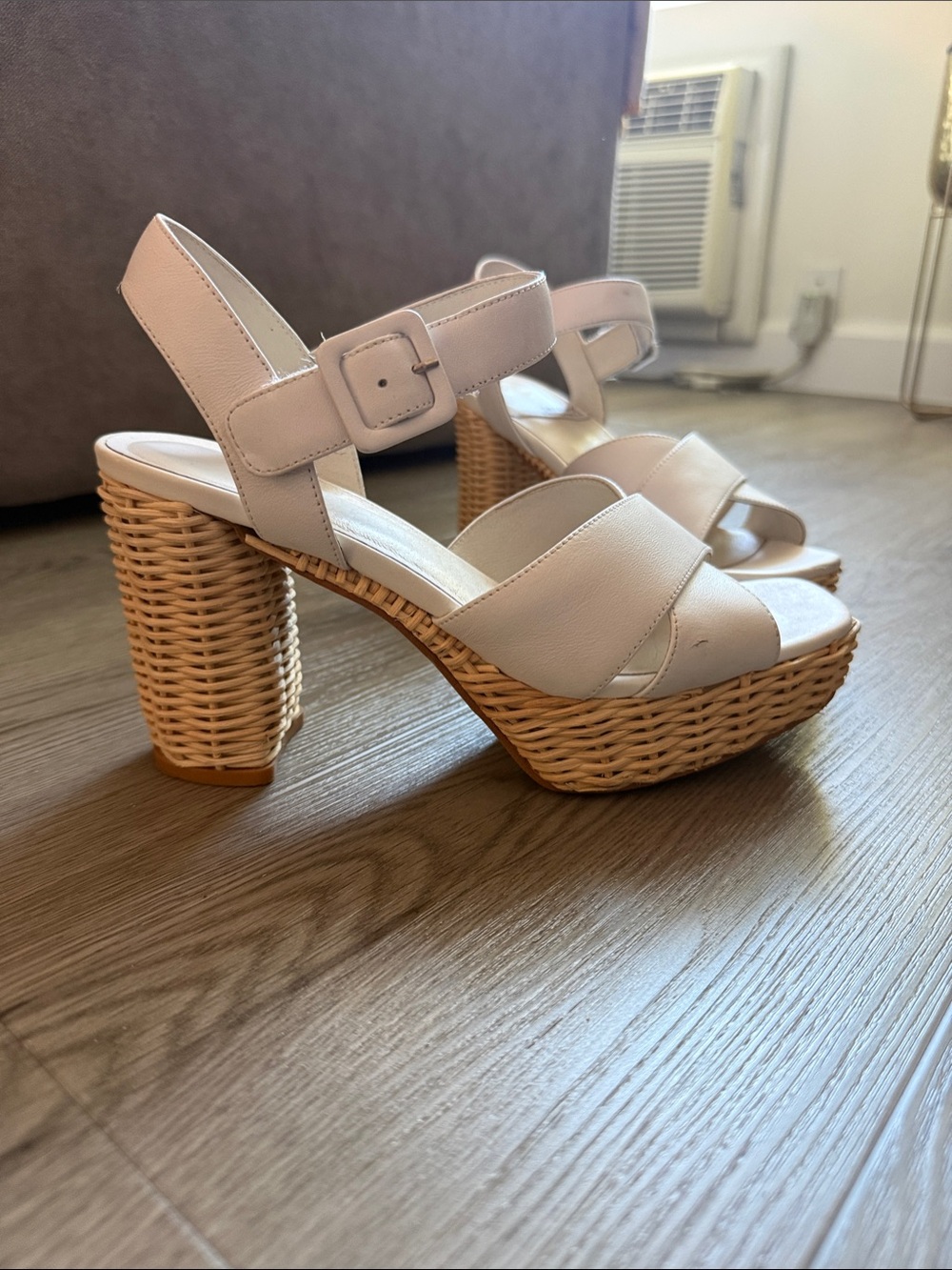 Jeffrey Campbell Amma Woven Wicker Sandal Heels